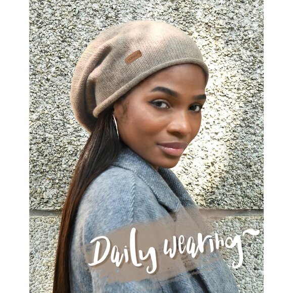 Women Slouchy Beanie Hat Soft Warm Wool Blend Winter Accessories - Picture 5 of 7